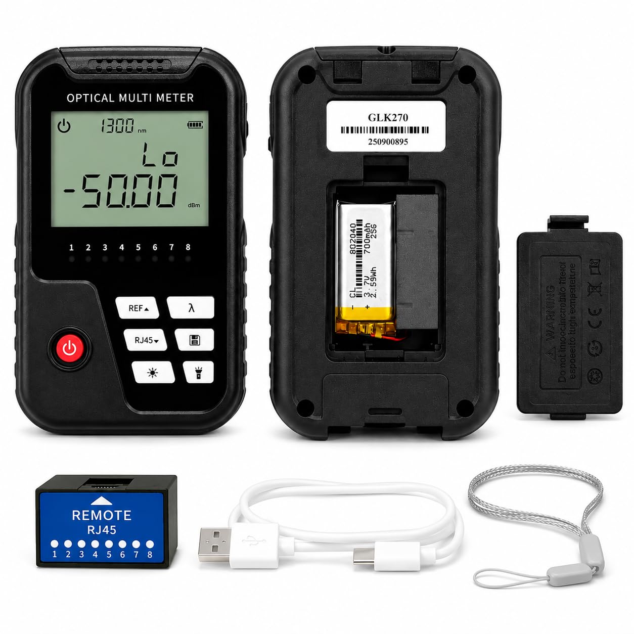 Optical Power Meter with 5KM VFL & RJ45 Tester, Handheld Optical Multimeter with SC/FC/ST Adaptor, USB-C Rechargeable 7000mAh Lithium Battery – FTTH, Telecom, CATV, Data Center-picture-47