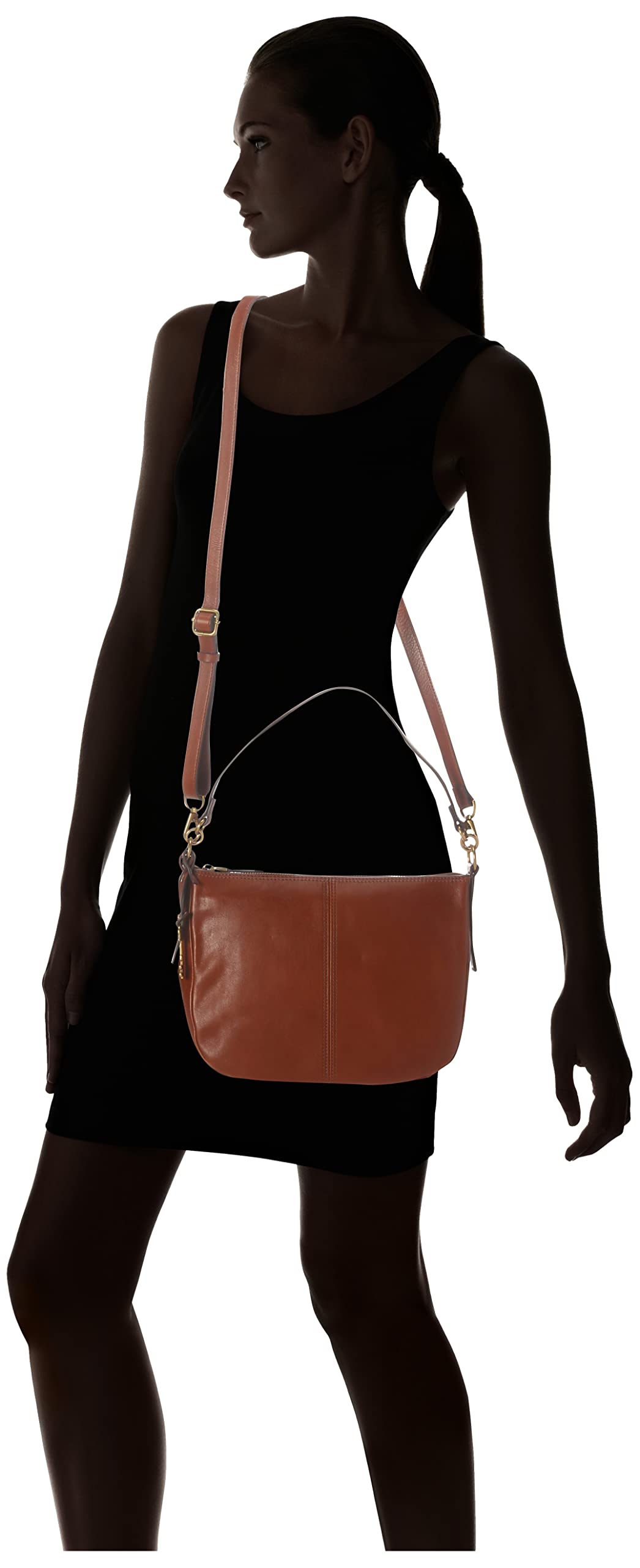 Fossil Jolie Bolso cruzado de piel o ante marrón para mujer