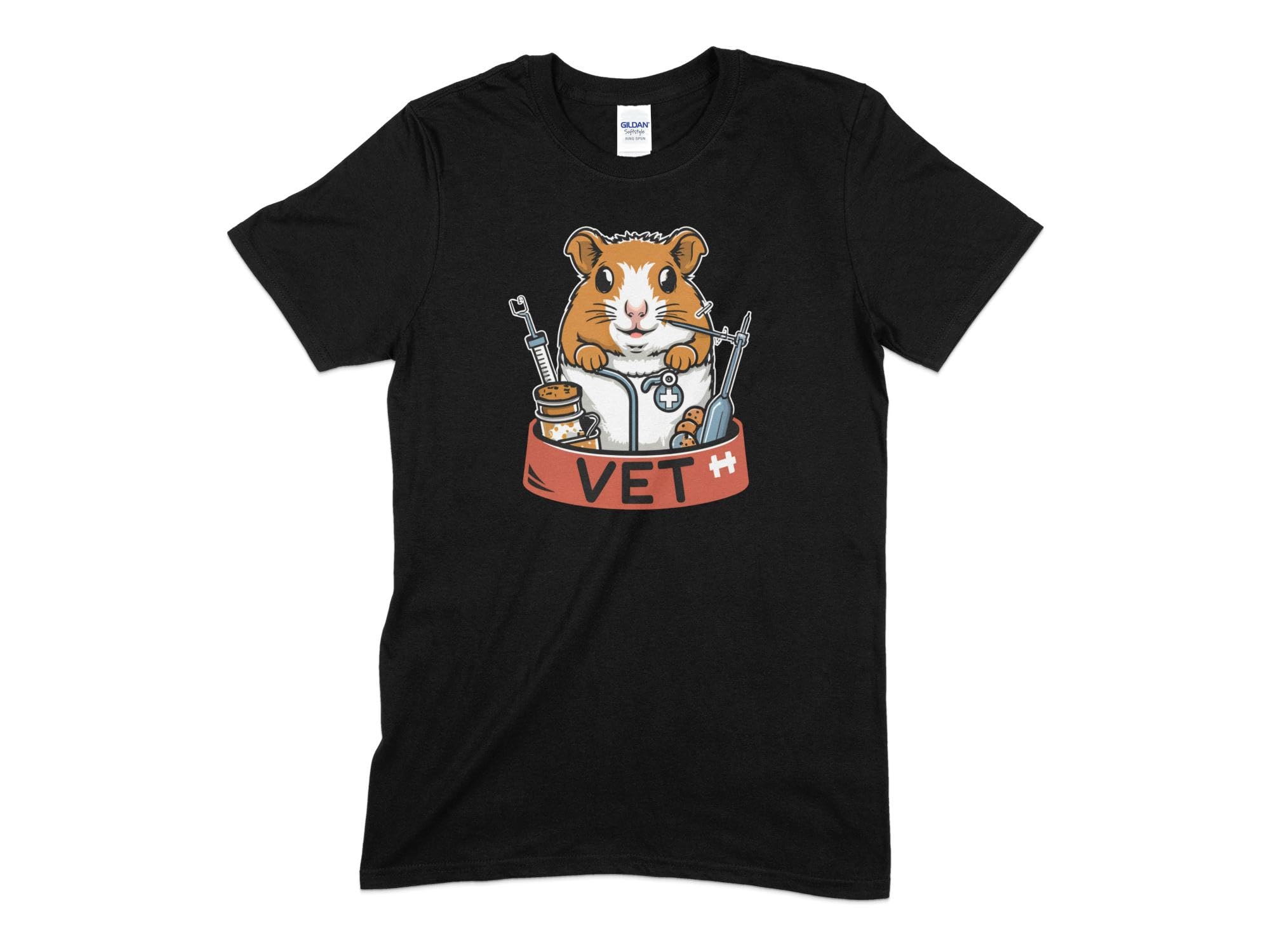 Cute Hamster Vet Cartoon Graphic T-Shirt, Unisex Animal Lover Tee, Casual Veterinarian Apparel, Gift for Pet Owners (Large, Black) (B0CTXQRSVJ) Amazon Price History, Amazon Price Tracker