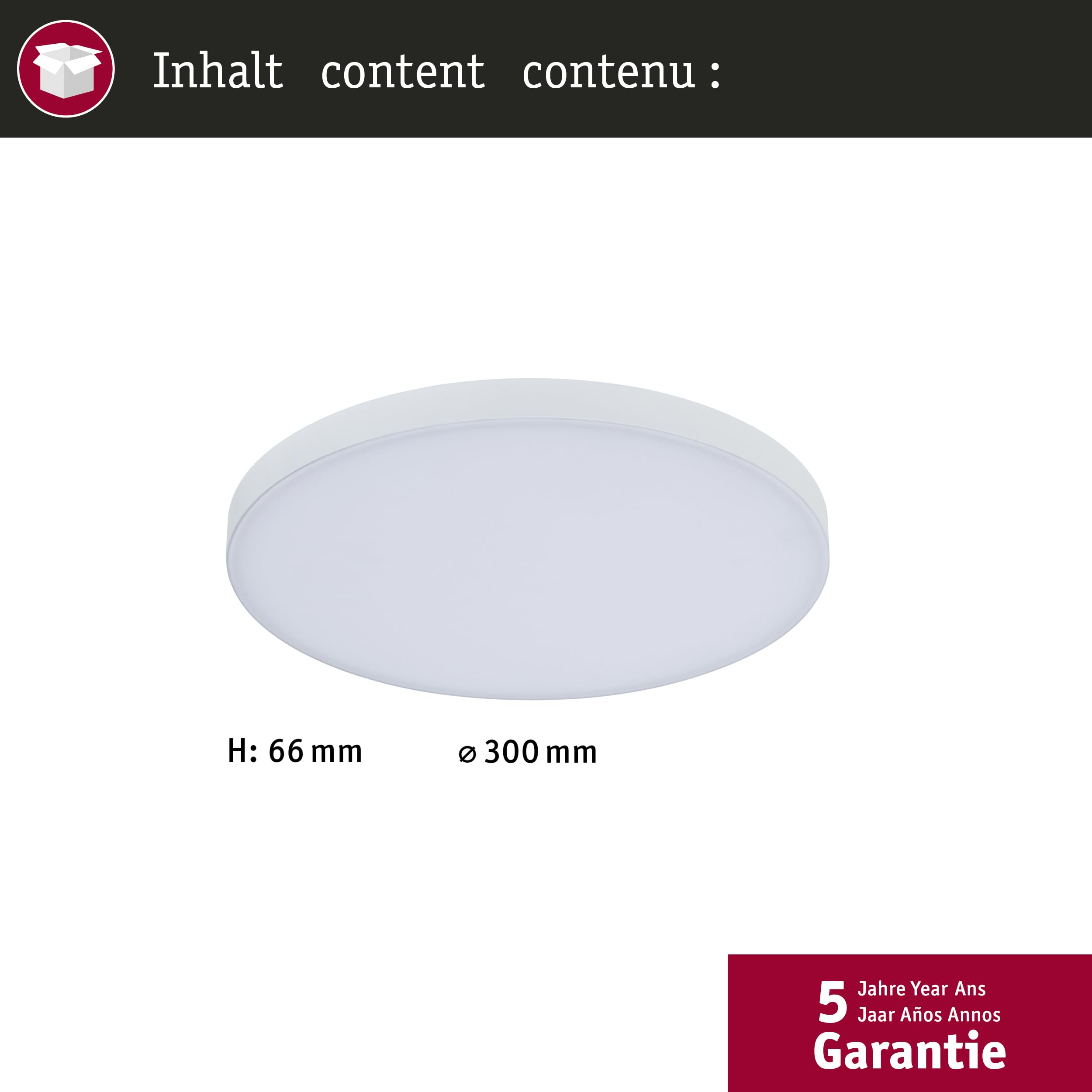 Paulmann 79890 LED Panel Velora rund 300mm 1500lm 3000K Weiß rund Deckenleuchte Metall