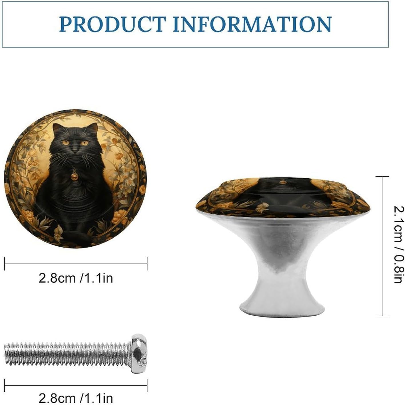 2 Pack Cabinet Knobs,Decorative Drawer Pulls, Black Cats image 2