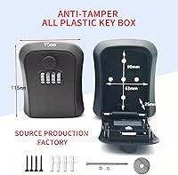 Vista 2 de Security Key Lock Box with Resettable Code 4 Digit Combination Lockbox for House Keys Wall Indoor Outdoor Storage Mounted Safe Outside Portable