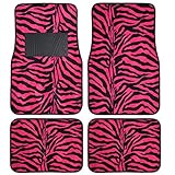 Hot Dark Pink Zebra Tiger Animal Print Car Truck SUV Front & Rear Seat Carpet Floor...