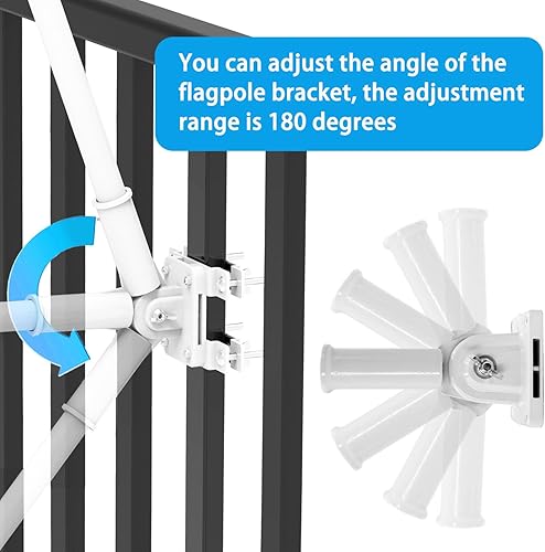 Miniatura 5 de Soporte para poste de bandera sin taladrar para barandilla, soporte de poste de bandera para porche y riel de cerca, balcón de apartamento,