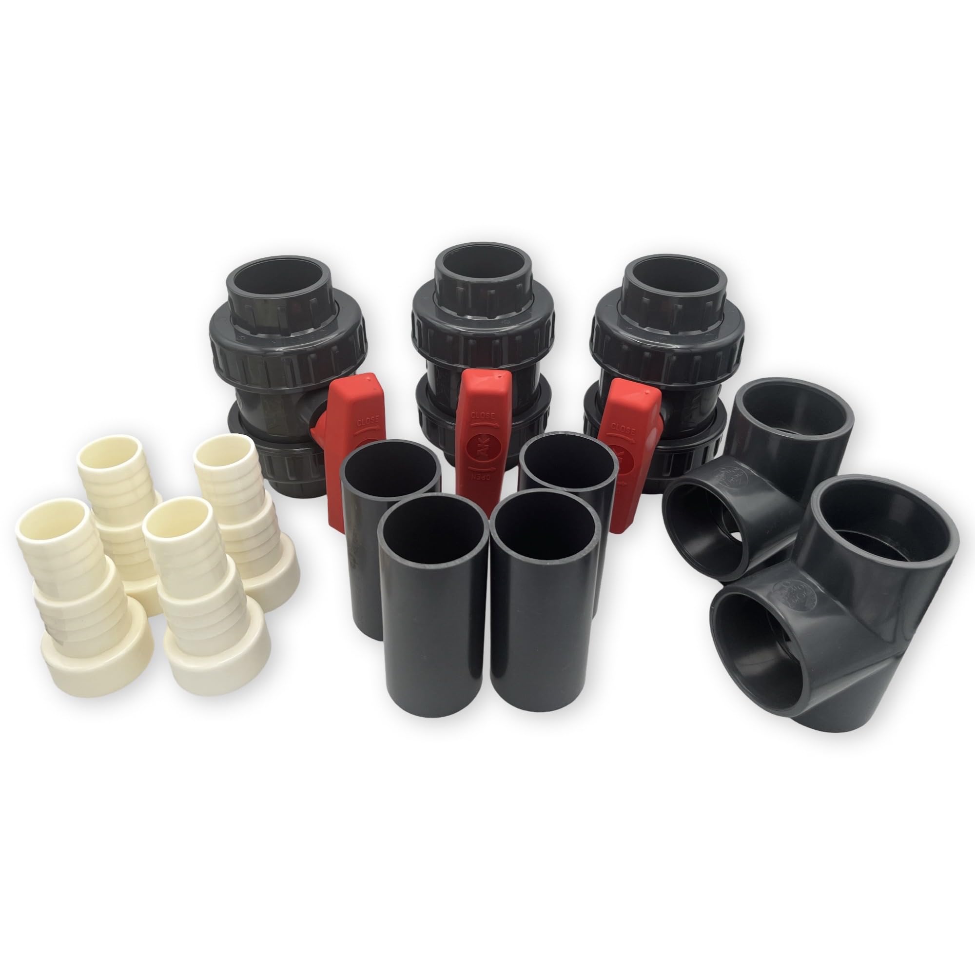 Premium Pool Bypass Set 50mm inkl. 32/38 mm Schlauchanschluss I Bypass-Kit I für Wärmepumpe Solarheizung Poolheizung
