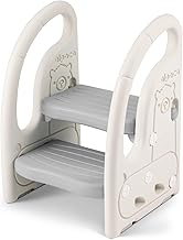 Onasti Children's Step Stool with 2 Steps for Babies, Multifunctional and Non-Slip. Perfect for Kitchen, Bathroom, Potty Training (Grey 2 Steps)