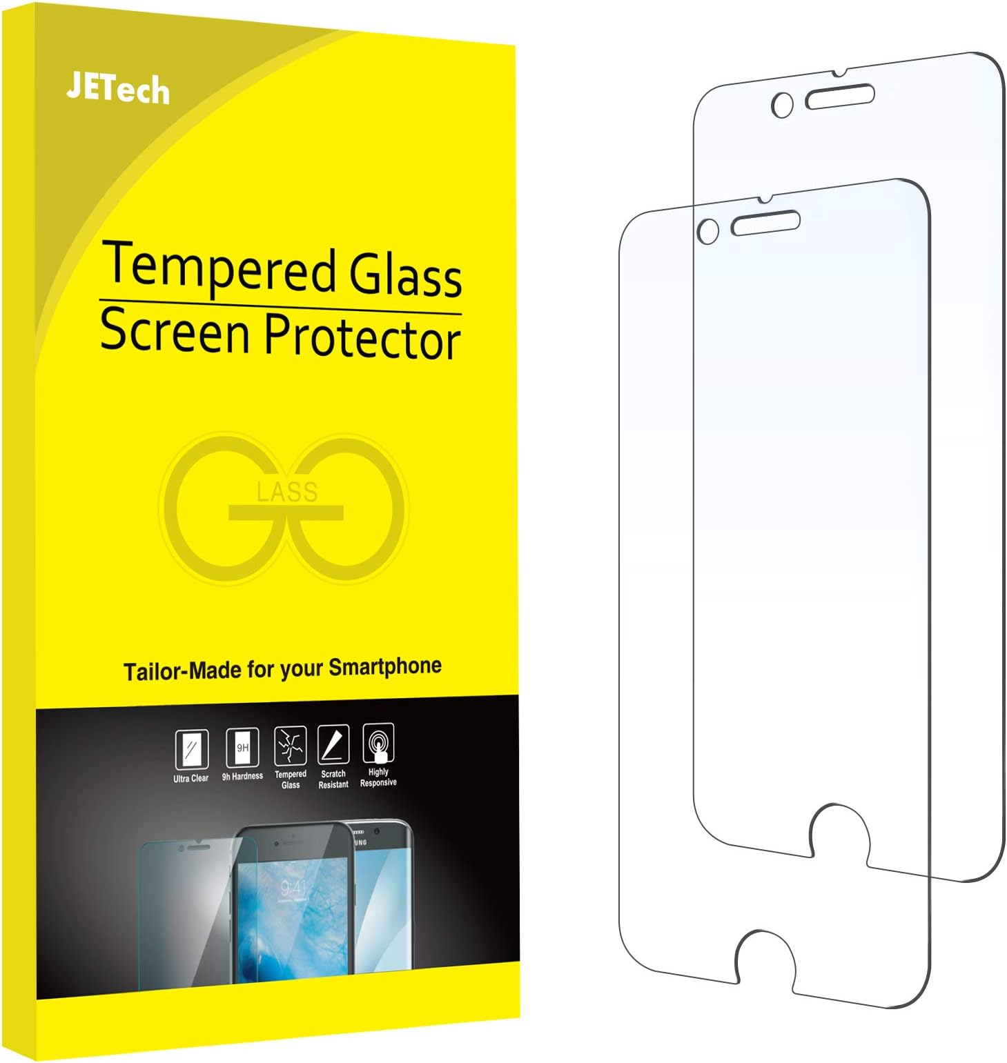 JETech Screen Protector for iPhone 8 Plus and iPhone 7 Plus 5.5-Inch, Case Friendly, Tempered Glass Film, 2-Pack