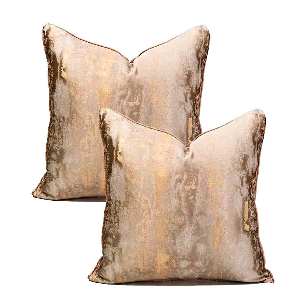 Mish Home Luxury Sona Gold 2 Pack Decorative Cushion Covers Throw Pillowcases 45cm x 45cm Living Room Bedroom Sofa Modern Case