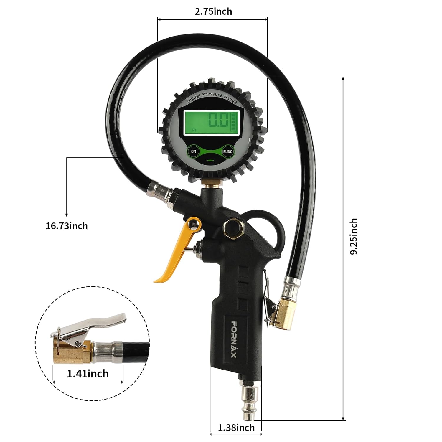 FORNAX Digital Tire Inflator with 200 PSI Pressure Gauge for Testing Tire Pressure - Image 2