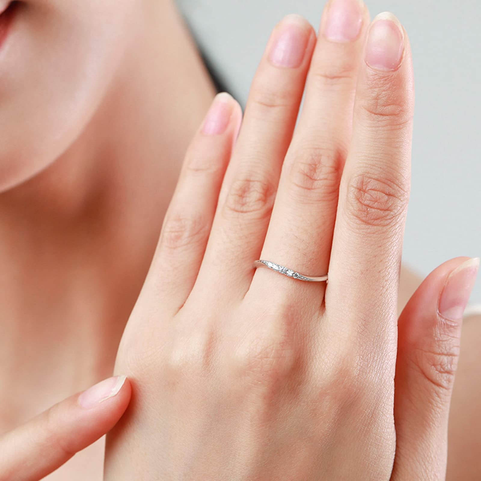 Złote pierścionki 750 dla kobiet, diament, geometryczny pierścionek 750, prawdziwe dla Ciebie, Pt950 i 9K/14K/18K białe złoto, rozmiar 47 (15,0)-65 (20,7)