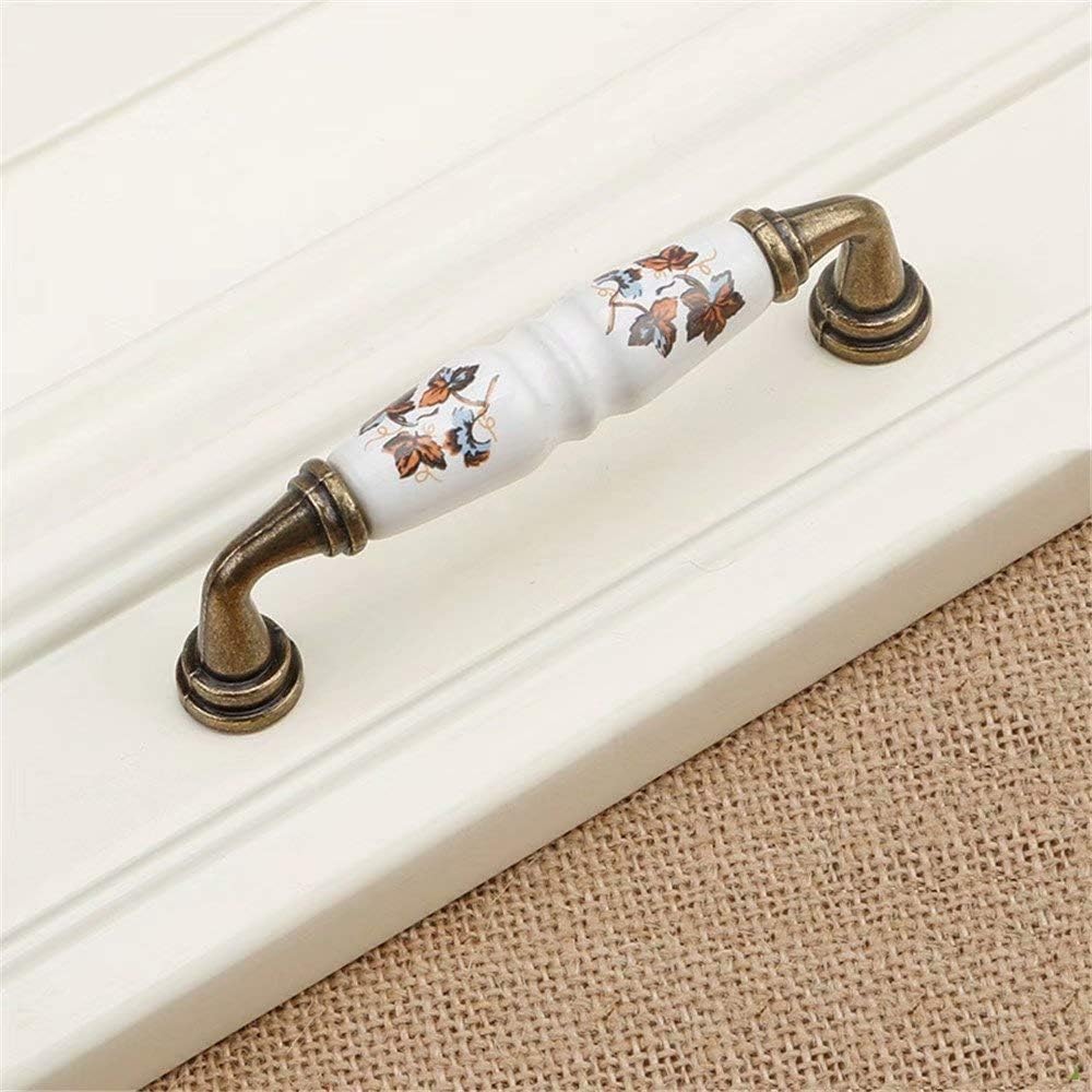 Vintage Ceramic Pull Handle, 6 pcs Kitchen Cabinet Ceramic Bow Handle Drawer Handles/Knob Cabinet Knobs Cupboard Door Handles Bow Pull Handle (Color : Style a, Size : Hole Distance 96 mm)