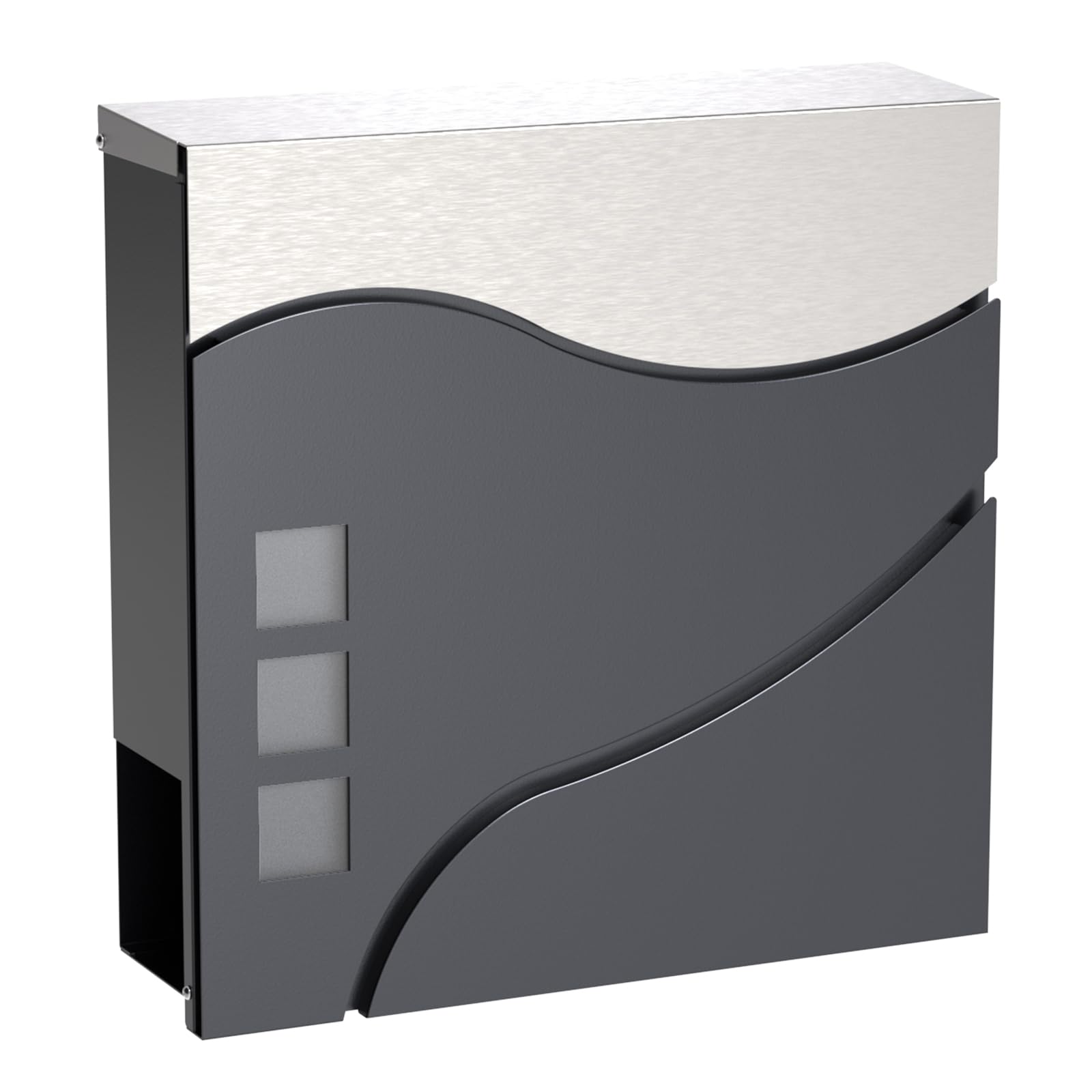 Wiltec Dark Grey V28 Letterbox Modern Design V28 Wall Mounted Newspaper Compartment Anthracite Lockable