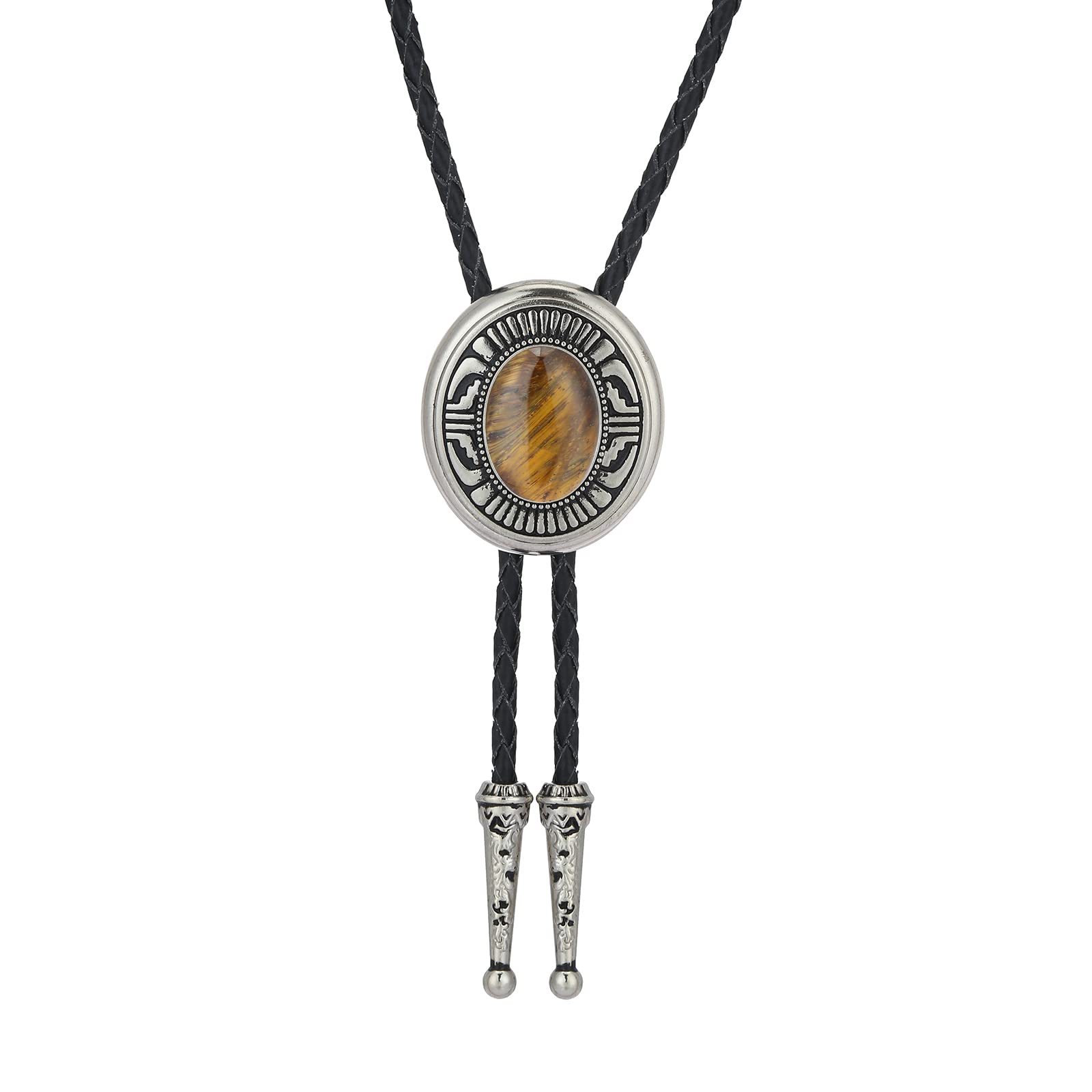 Btilasif Bolo Tie Brown for Men, Scorpion Luminous Stone Cowboy Tie Western Leather Necktie Necklace for Women