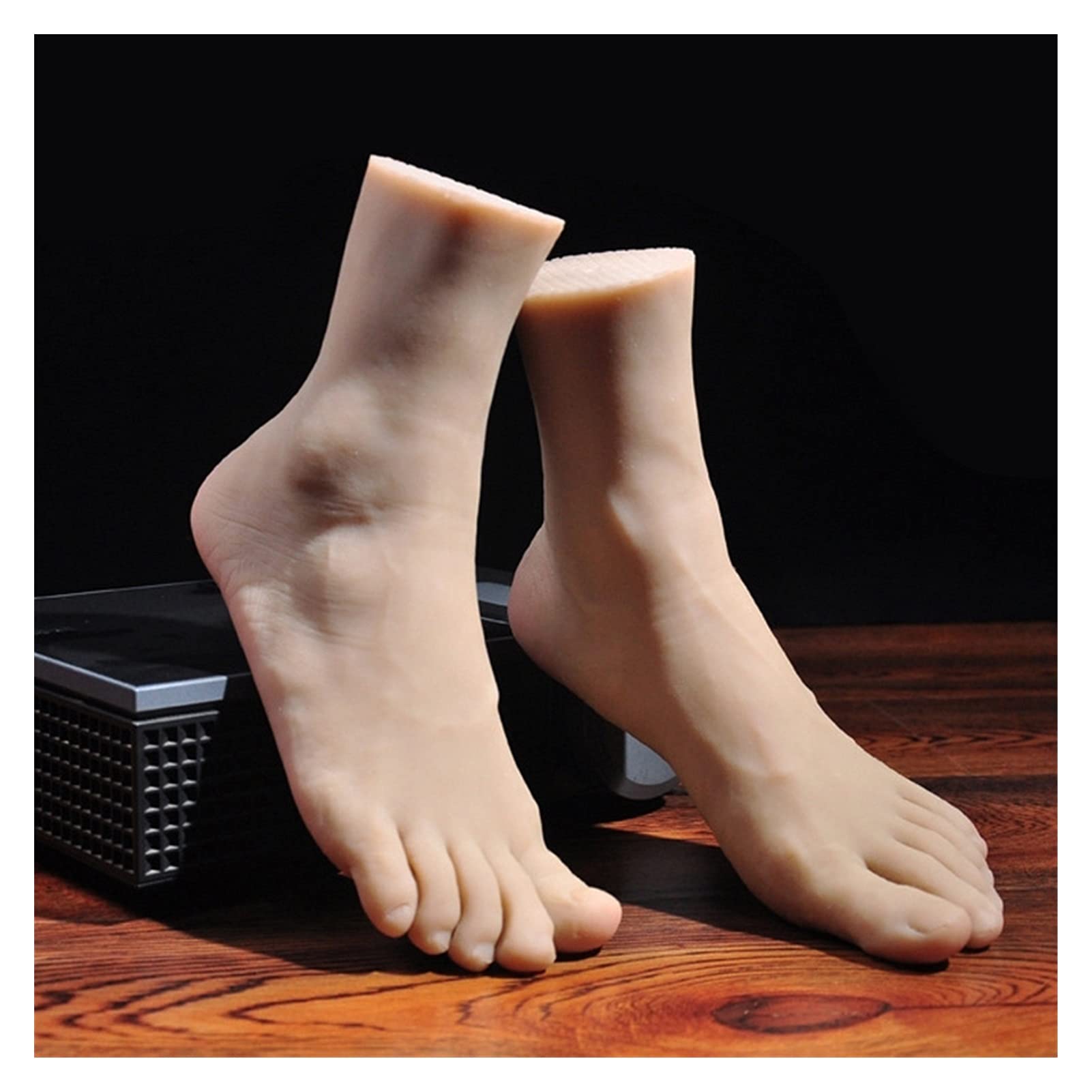 Modelo de pie de silicona realista 1 par de hombres de silicona pies maniquíes uno derecho izquierdo modelo de modelo for zapatos de visualización 44 tamaño(1 pcs right)