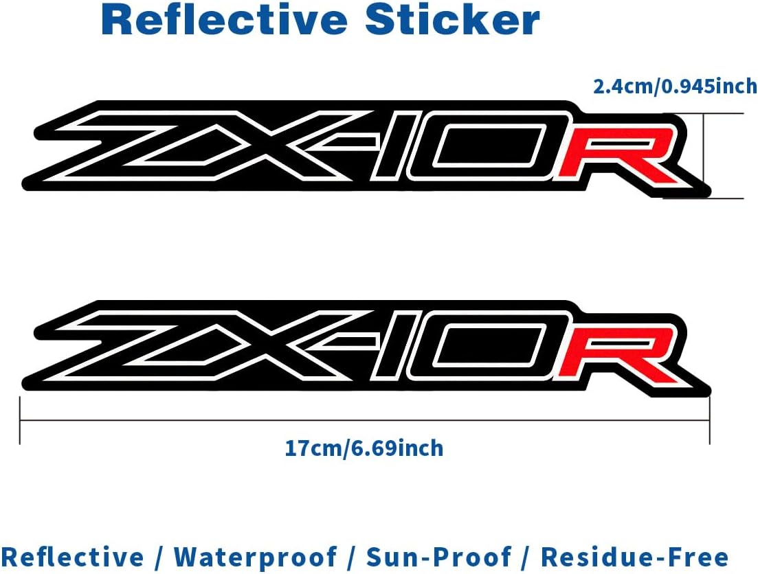 Motorcycle Reflective Flexible Vehicle Sticker Decorative Vinyl Bumper Sticks Gas Fuel Tank Badge Emblem Decals Sticker Compatible with Kawasaki ZX-10R ZX10 Red