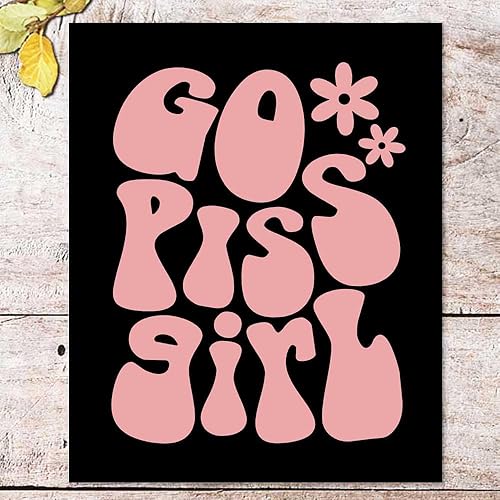 Miniatura 8 de Go Piss Girl Wall Art Trendy Wall Art Funny Cute Gift Idea Apartment Decor Pink Bathroom Print Aesthetic Room Decoration Funny Retro Dorm Room Decor
