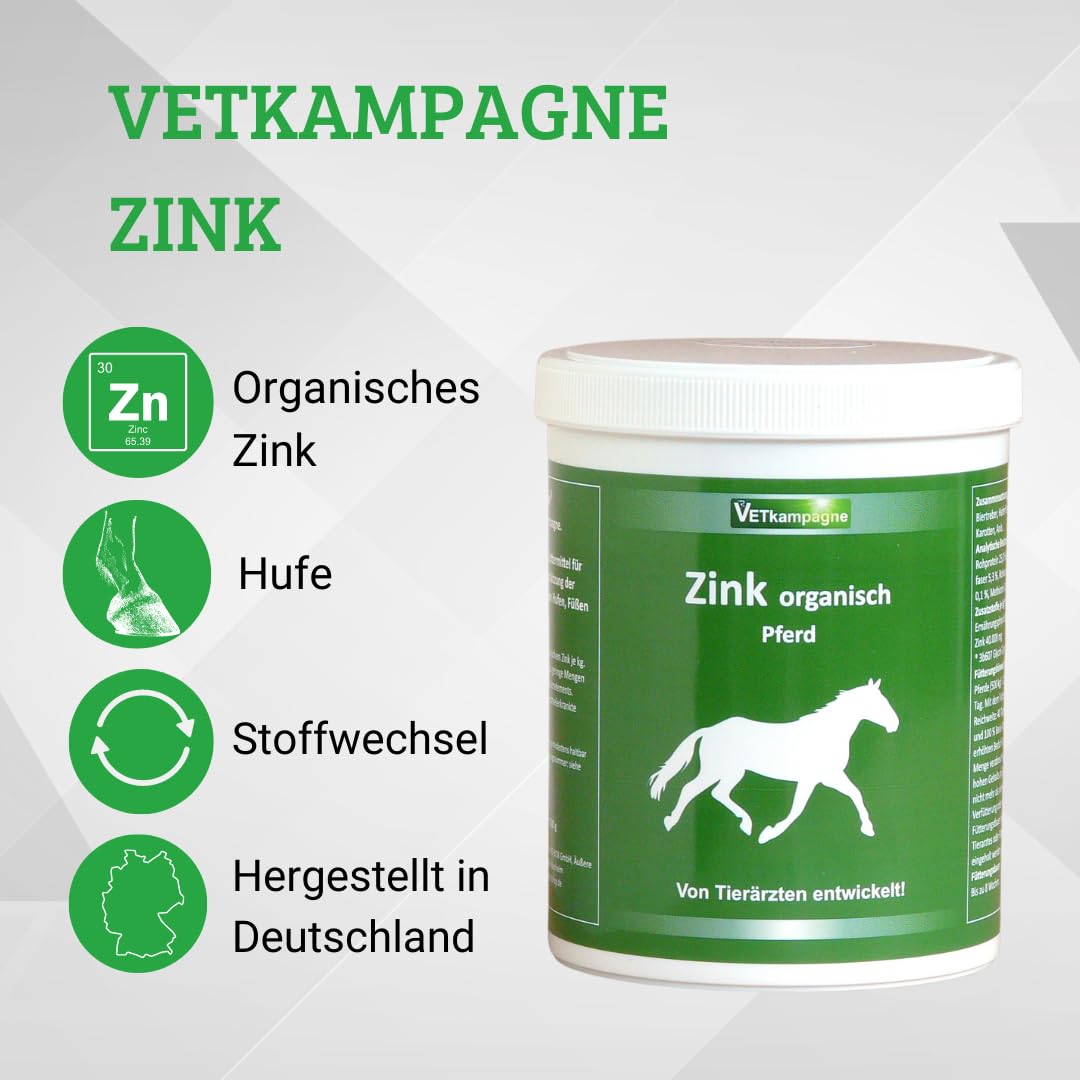Zink organisch Pulver 500g – Hochdosiert 40.000 mg/kg Zinkglycinat – Unterstützung für Haut, Fell & Hufe – Melassefrei & zuckerfrei – Bewährt seit über 10 Jahren