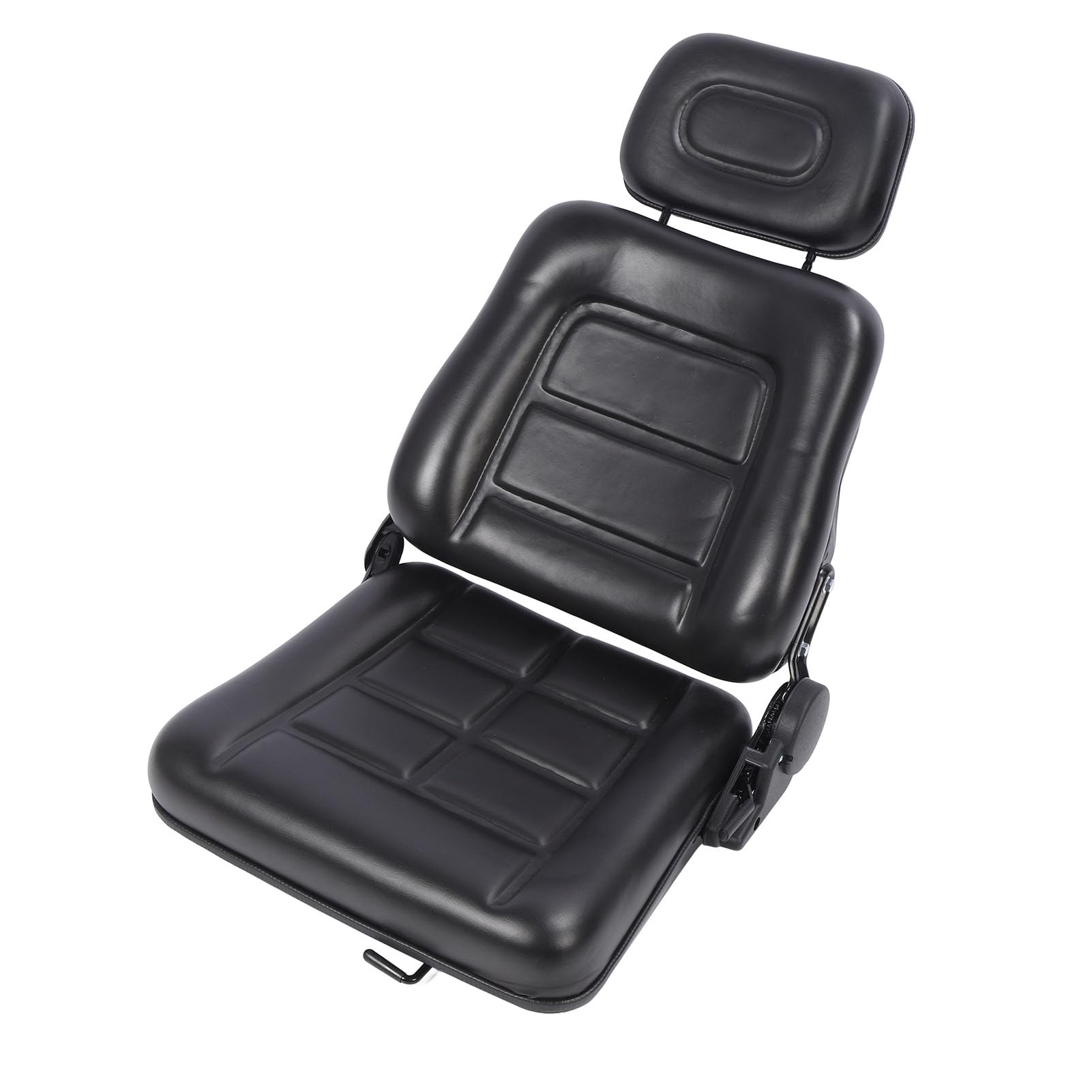 Jiawu Asiento de Carretilla Elevadora, Ajuste Universal con Interruptor de Ajuste de Riel Deslizante Reposacabezas de 3 Niveles para Volquete, Cortacésped, Cargador Deslizante, Manipulador (Sin