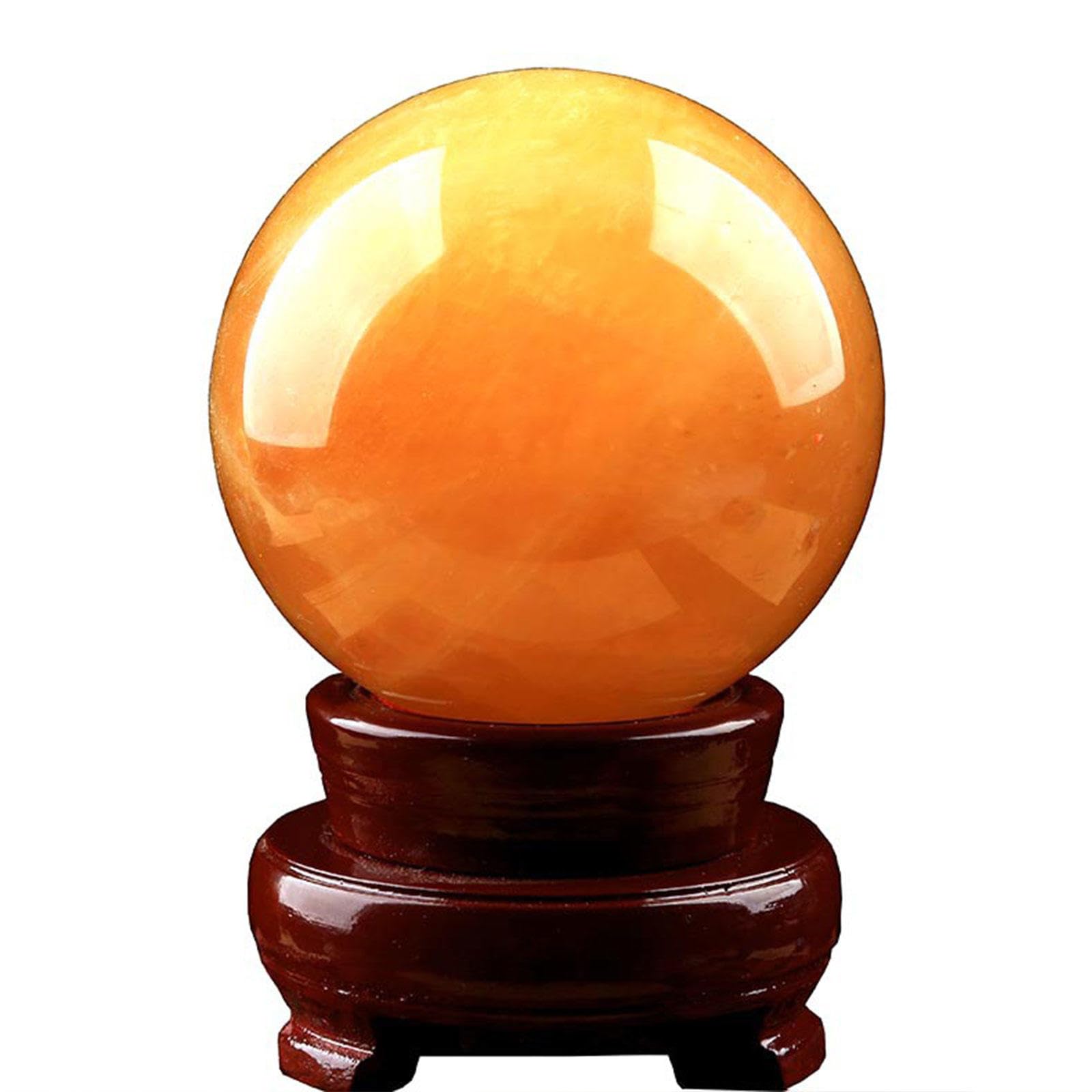 DPURPIWADY Citrine Crystal Sphere Ball with Stand Feng Shui for Wealth and Success Divination Home Decoration Hand Arts Gift,Diameter11.8