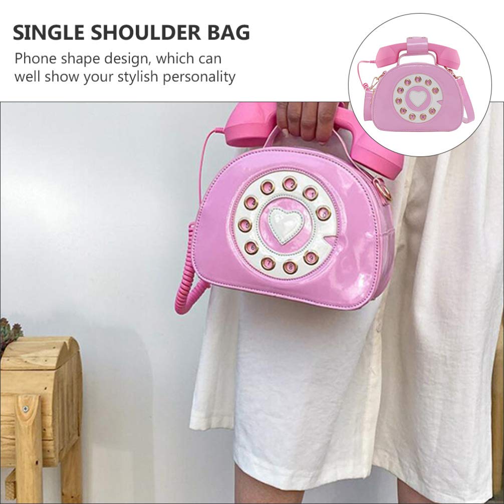 VALICLUD Bolso bandolera teléfono en forma de bolso retro con asa superior bolso novedad monedero para mujeres, Rosa., 21X16CM