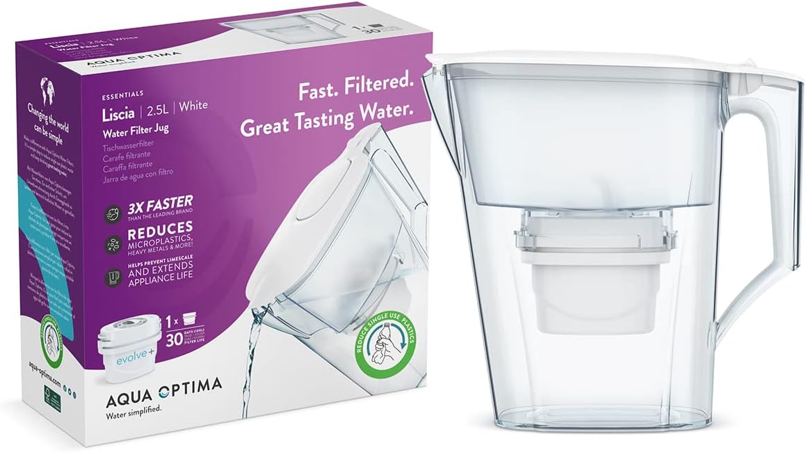 Aqua Optima Liscia Jarra de Filtro de Agua, Blanco, One Size