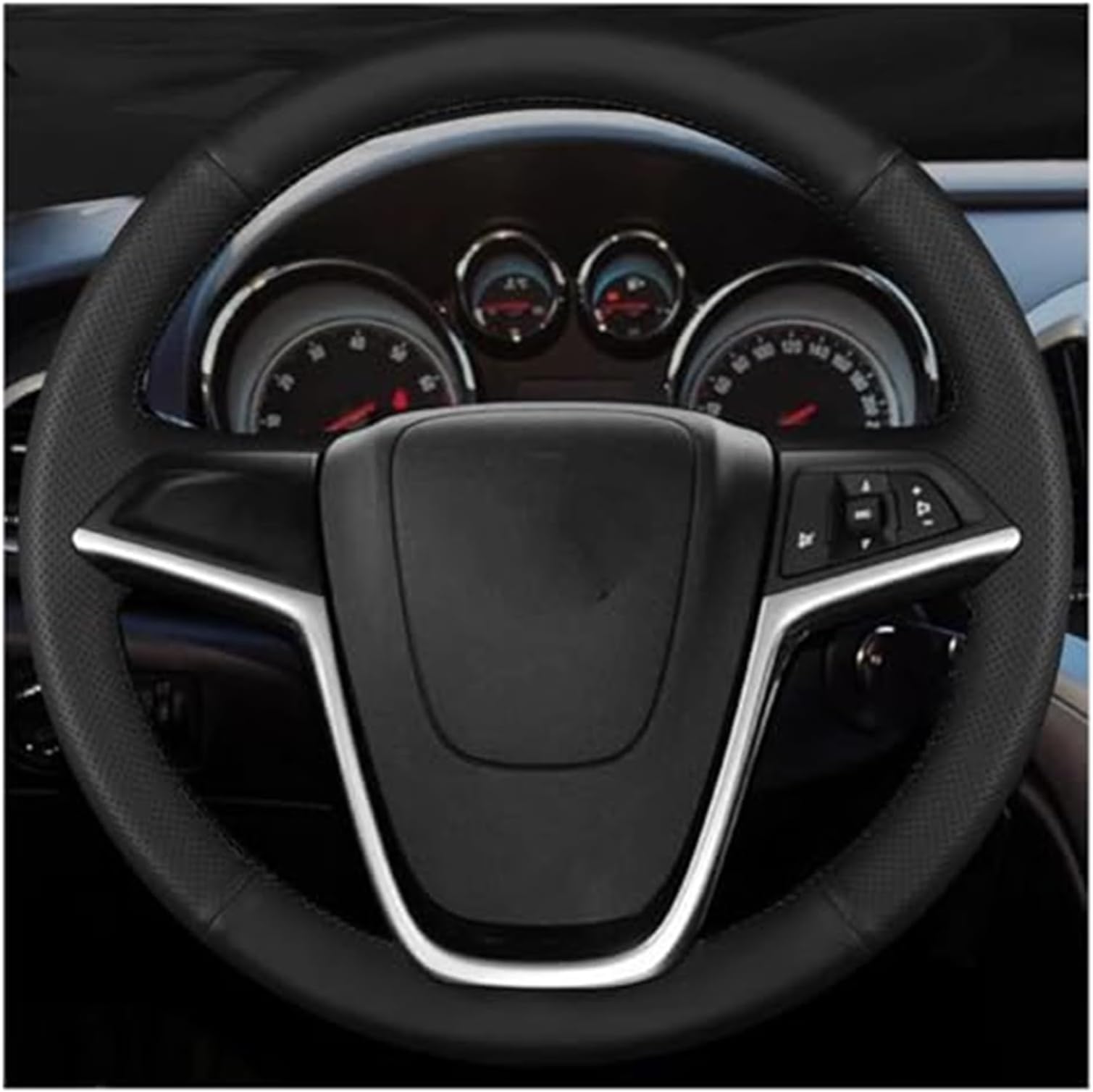Car Steering Wheel Cover, for Buick, for Excelle, for XT GT, for Encore Car Accessories Leather Car Steering Wheel Braid Cover Steering Wheel Cover(BLACK Orange Thread)