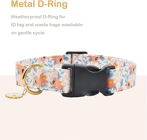 Miniatura 2 de Lindo collar de algodón para perro, patrones de flores, collares suaves y ajustables para cachorros, para hembras, perros pequeños, medianos y