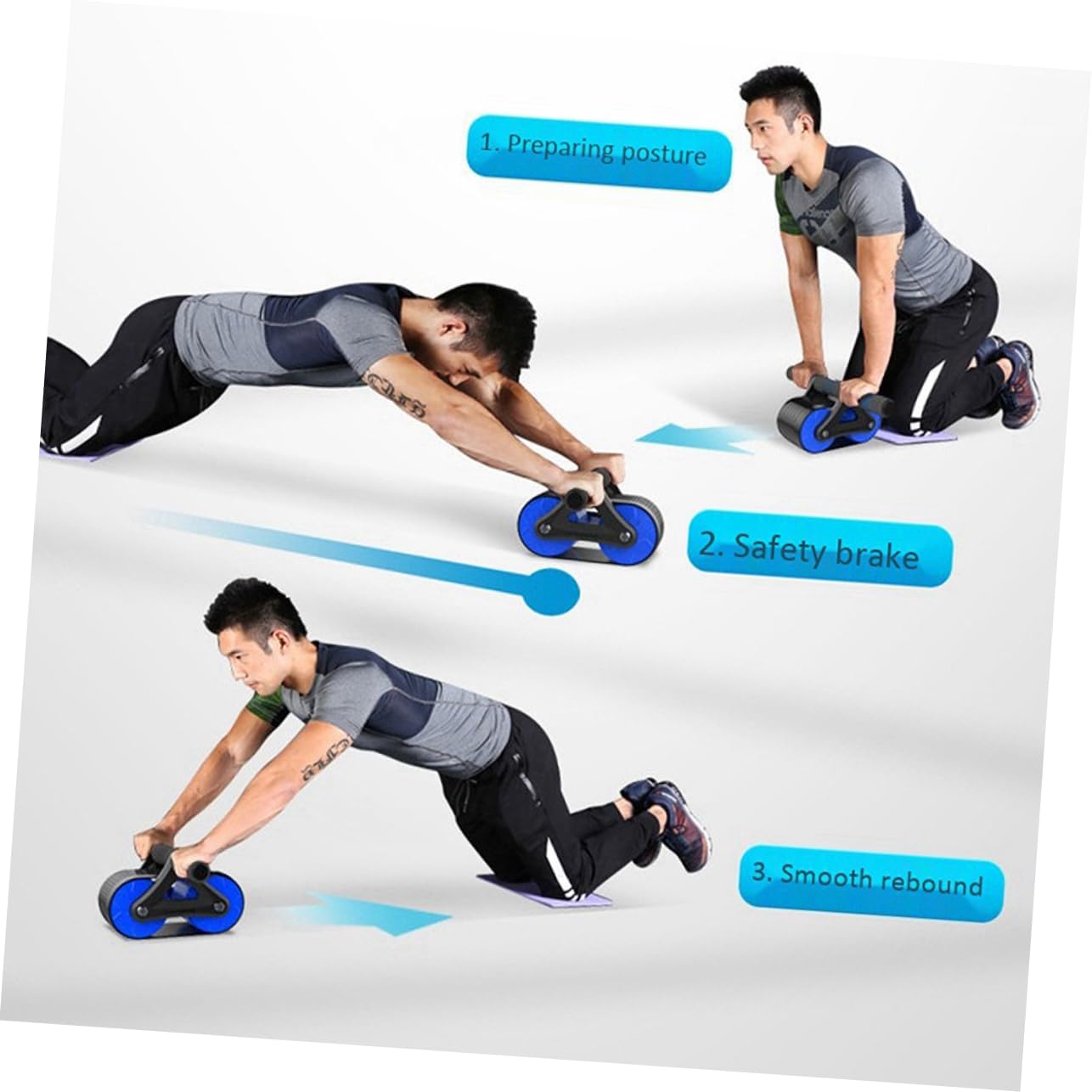 BESPORTBLE 1pezzi Addominali Rimbalzo Per Addominali Fitness e Palestra Per Principianti e Professionisti Blu