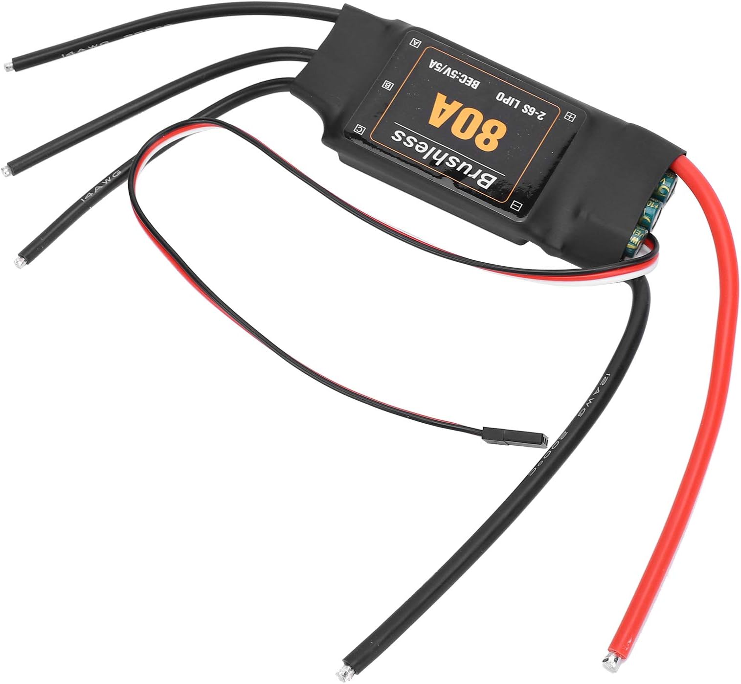 Cryfokt RC Airplane 80A Brushless ESC Reliable Speed Controller with Multiple Protections for Aircraft Operators ((80A))