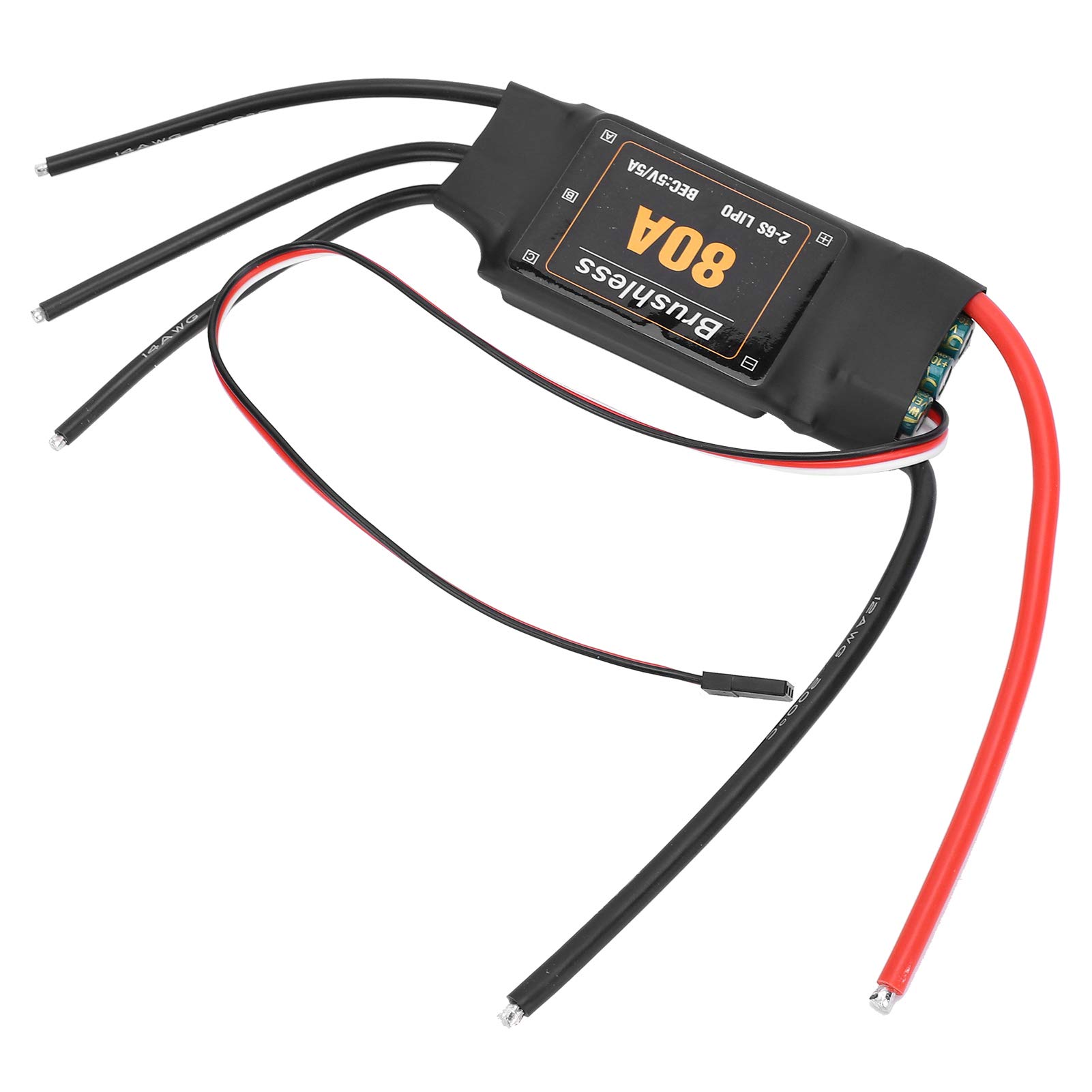 Cryfokt RC Airplane 80A Brushless ESC Reliable Speed Controller with Multiple Protections for Aircraft Operators ((80A))