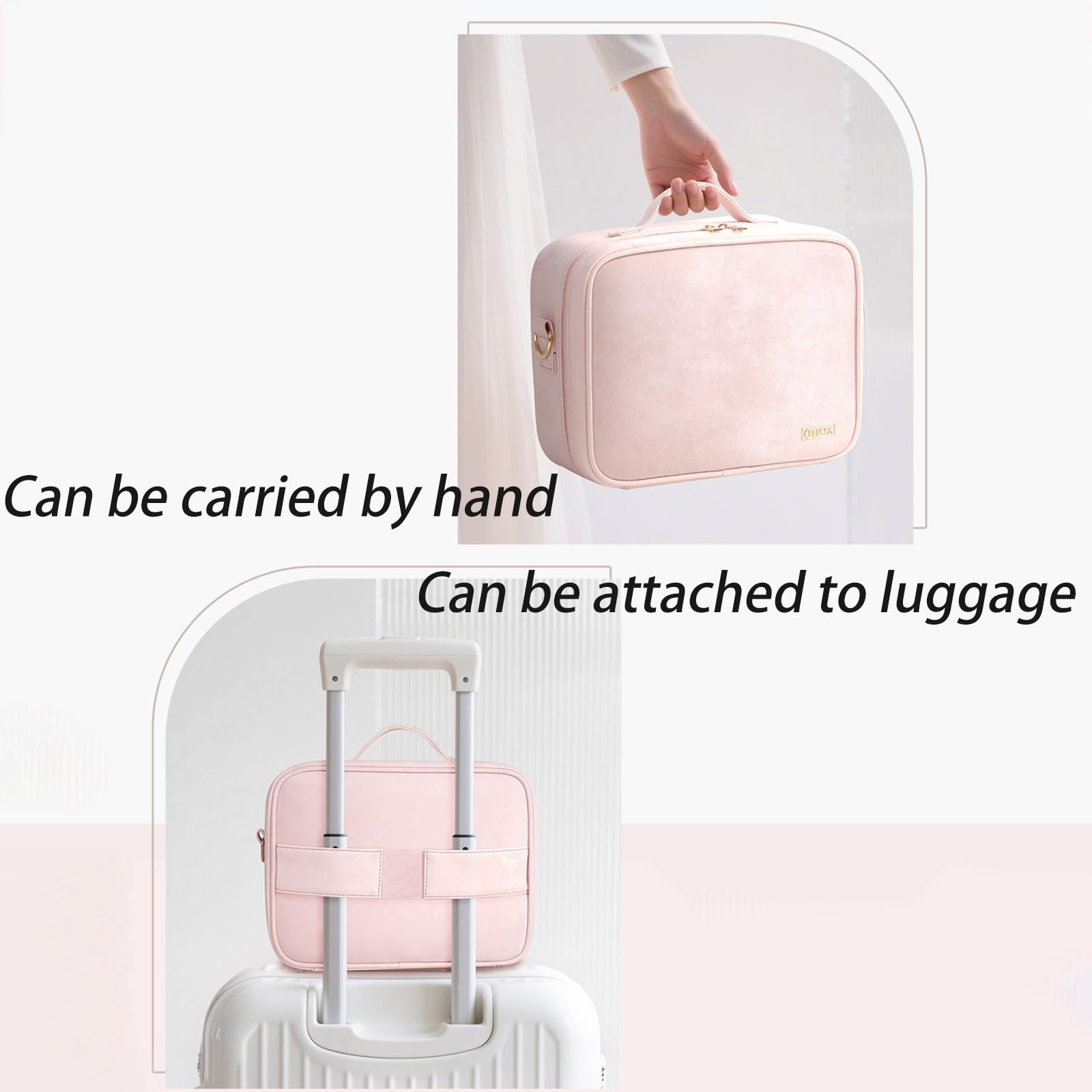 Custodia Per Trucchi Con Specchio E Luce, 3 Colori Regolabili In Luminosità, Borsa Per Il Trucco Con Specchio Ricaricabile, Borsa Cosmetica Da Viaggio Impermeabile Grande Capacità Portatile