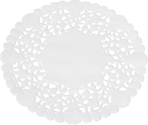 The Baker Celebrations Tapones de encaje de papel redondo blanco (paquete de 100) fabricados en Canadá (4 pulgadas)