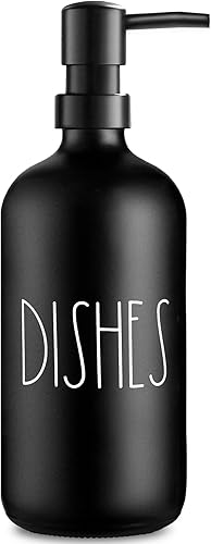 Dispensador de jabón para platos, dispensador de jabón negro mate para cocina, dispensador de jabón de platos de vidrio con bomba de plástico,
