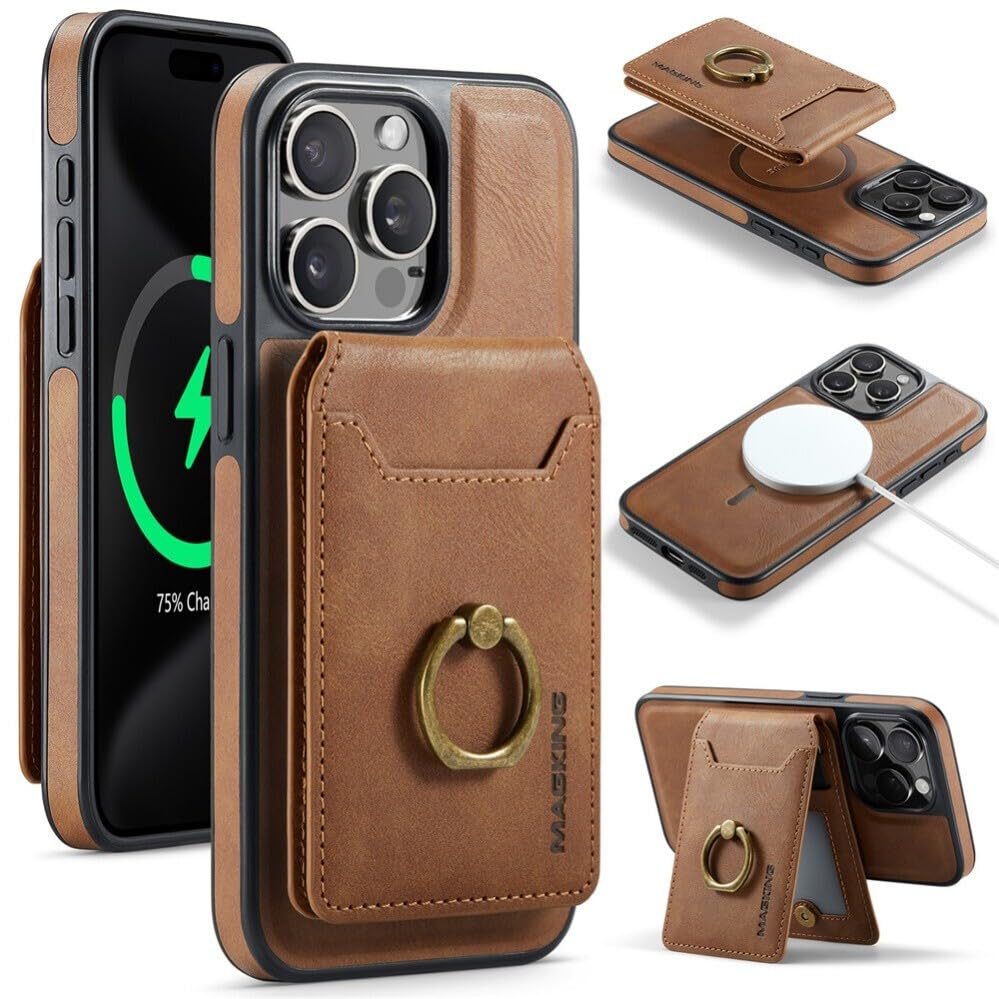 Coque iPhone 14 marron portefeuille pour protéger et ranger vos cartes