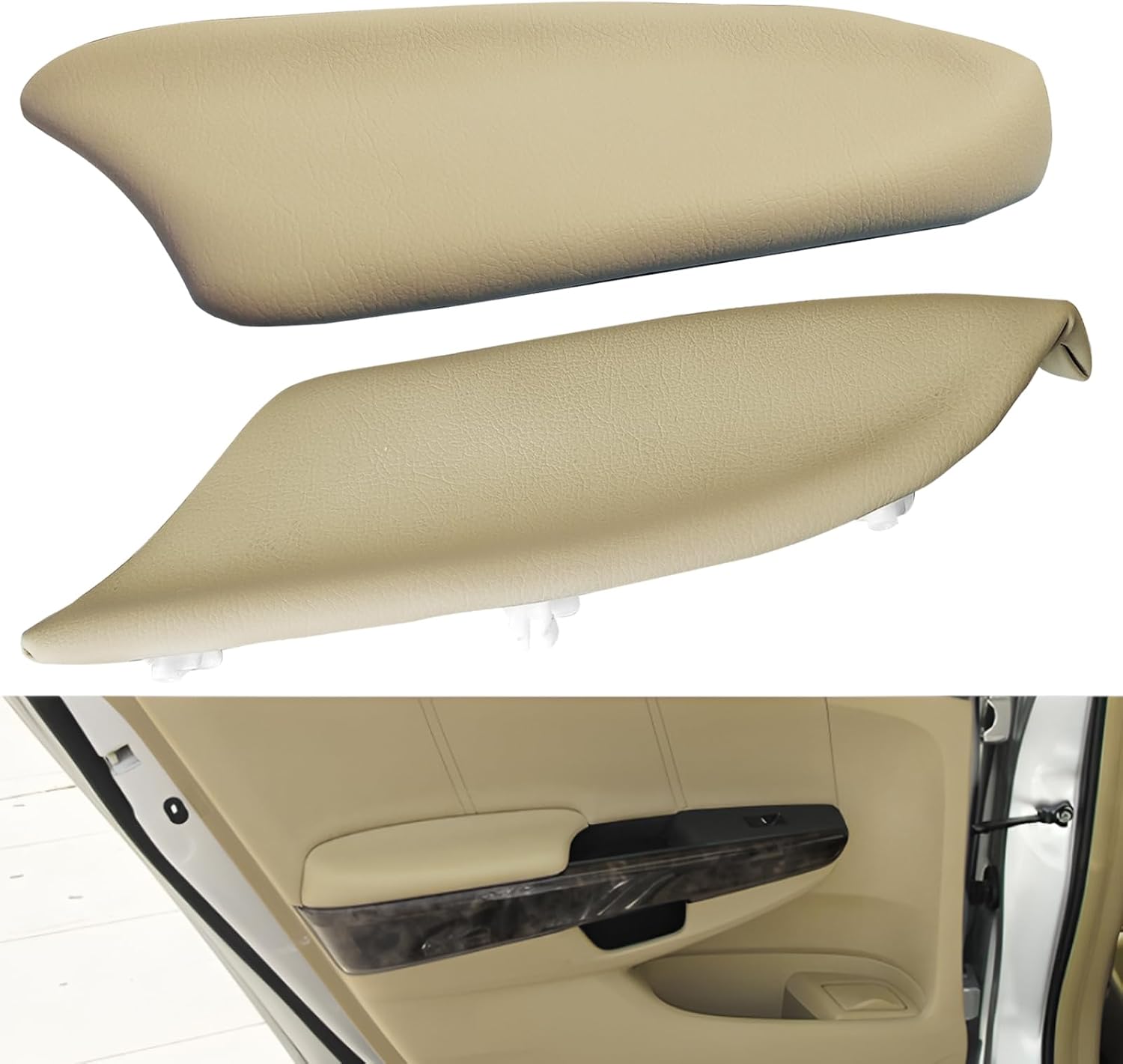 1 Pair Beige PU Leather Door Panel Armrest Cover for 2008-2012 Honda Accord Sedan (EX/EX-L/LX/LX-P/SE) - Front Door Armrest Lid Replacement (Not for Coupe Models)