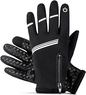 Winter Gloves for Men Women, HIKENTURE Touch Screen Windproof Cycling Gloves, Thermal Warm Running Gloves, Anti-Slip Full Finger Bike Gloves Biking Gloves for Mountain Driving Hiking