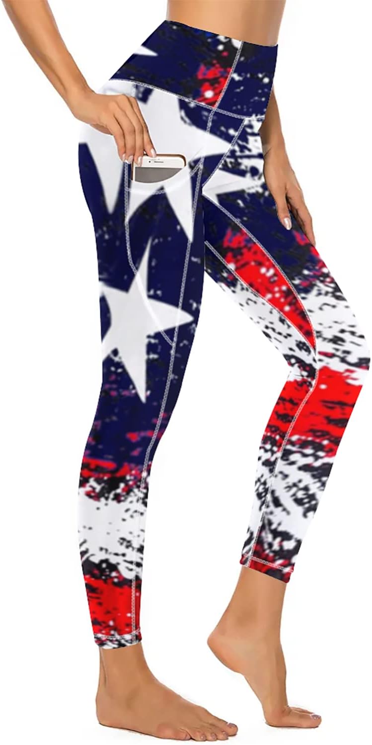 QIVICIMA Womens High Waist Workout Leggings Halloween Christmas Gym Plaid Printed Tummy Control Yoga Pants with Pockets