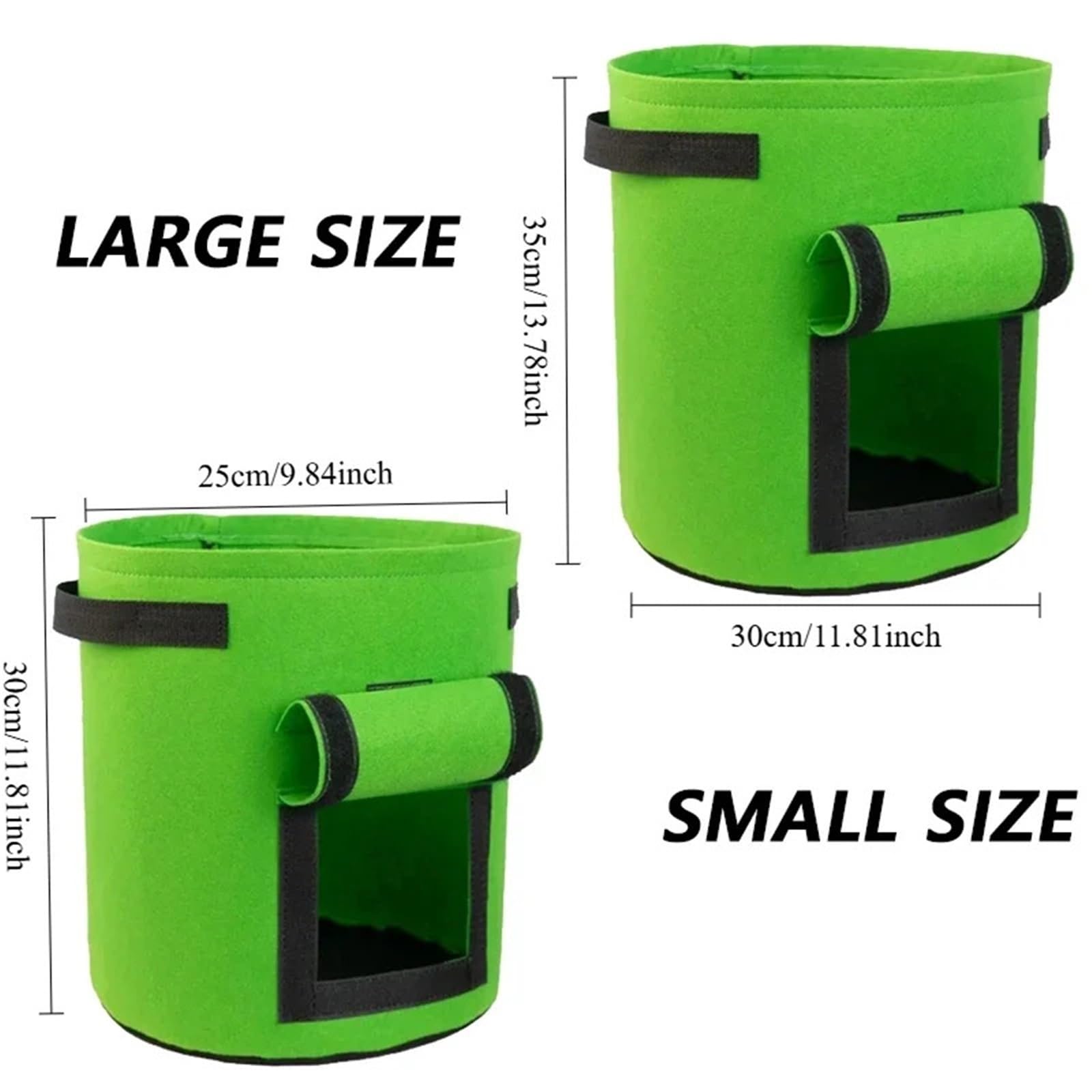 Bolsas de Fieltro for Cultivo Plantas, Tela no Tejida, Maceta Patatas for jardín, Bolsas for Verduras, Herramientas Verticales hidratantes, 3 uds para Cultivar Frutas(Green,30X35CM)