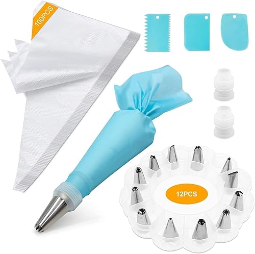 Bolsas y puntas para tuberías bolsas y puntas adecuadas para principiantes incluye 100 bolsas desechables de 16 pulgadas con 12 puntas de tubería 2