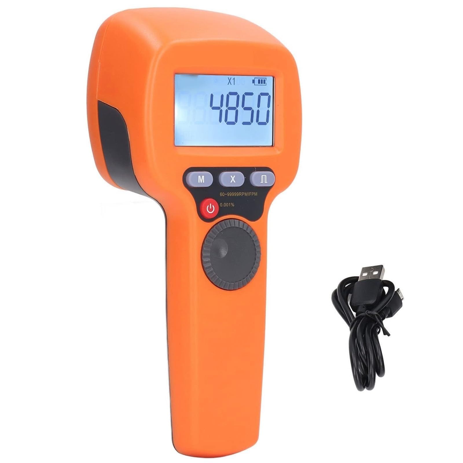 Tacómetro estroboscópico digital, luz estroboscópica recargable sin contacto, rango de 500-99999, brillo de 1500 lx, precisión del 0,001 % para medición de precisión
