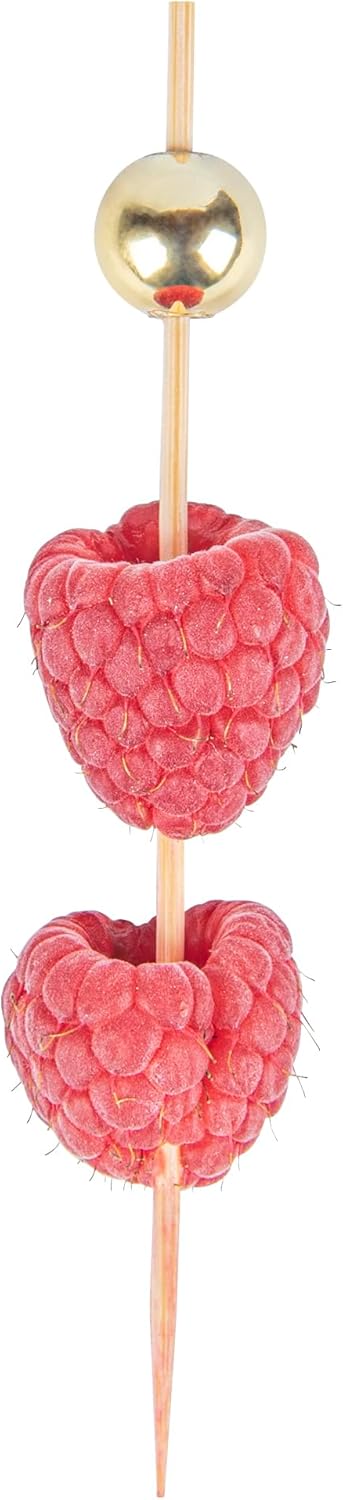 Restaurantware-4 Inch Decorative Skewers, 1000 Sphere Design Bamboo Skewers - Sharp Point, Sturdy, Gold Bamboo Decorative Picks, For Appetizers Or Garnishes