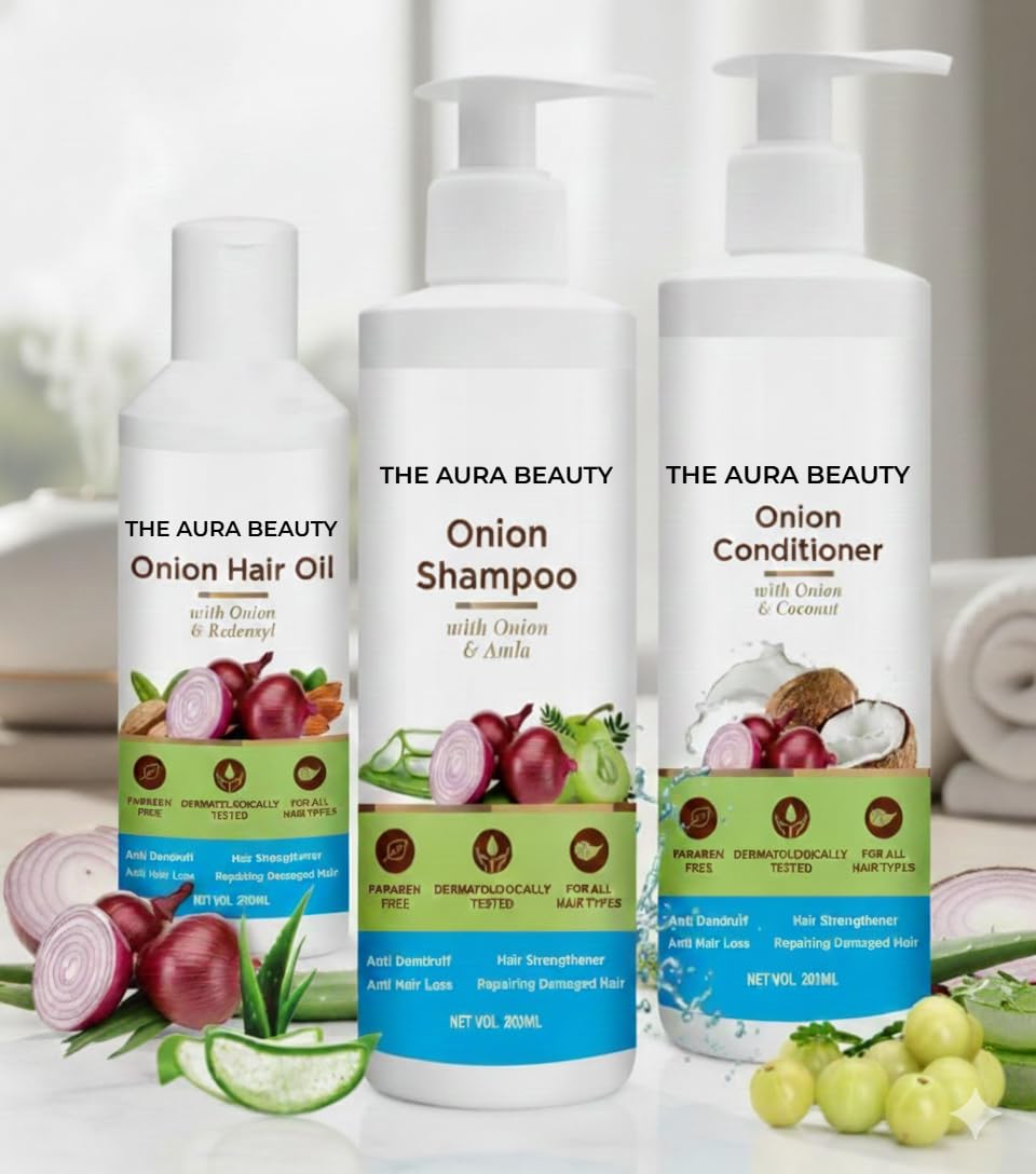 Anti-Hair Fall Onion Spa Kit | Shampoo, Conditioner & Hair Oil Combo | Hair Strength & Care Hair Care Combo Pack For Strengthens & Nourishes Hair 200ml.-image-22