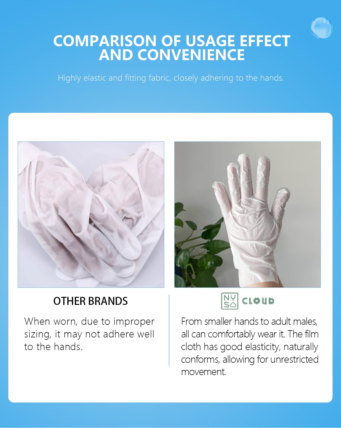 Maschera per mani skinny elastica, 10 paia di guanti idratanti arricchiti con siero per riparare la pelle secca e stanca