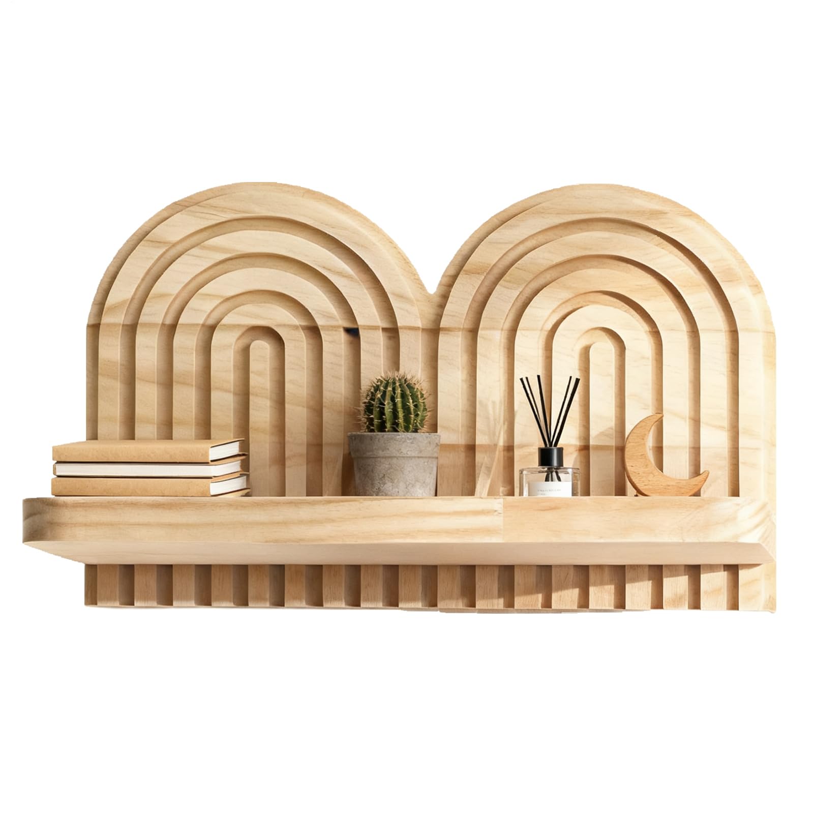 Floating Wood Shelf Geometric Design Modern Strong Rack