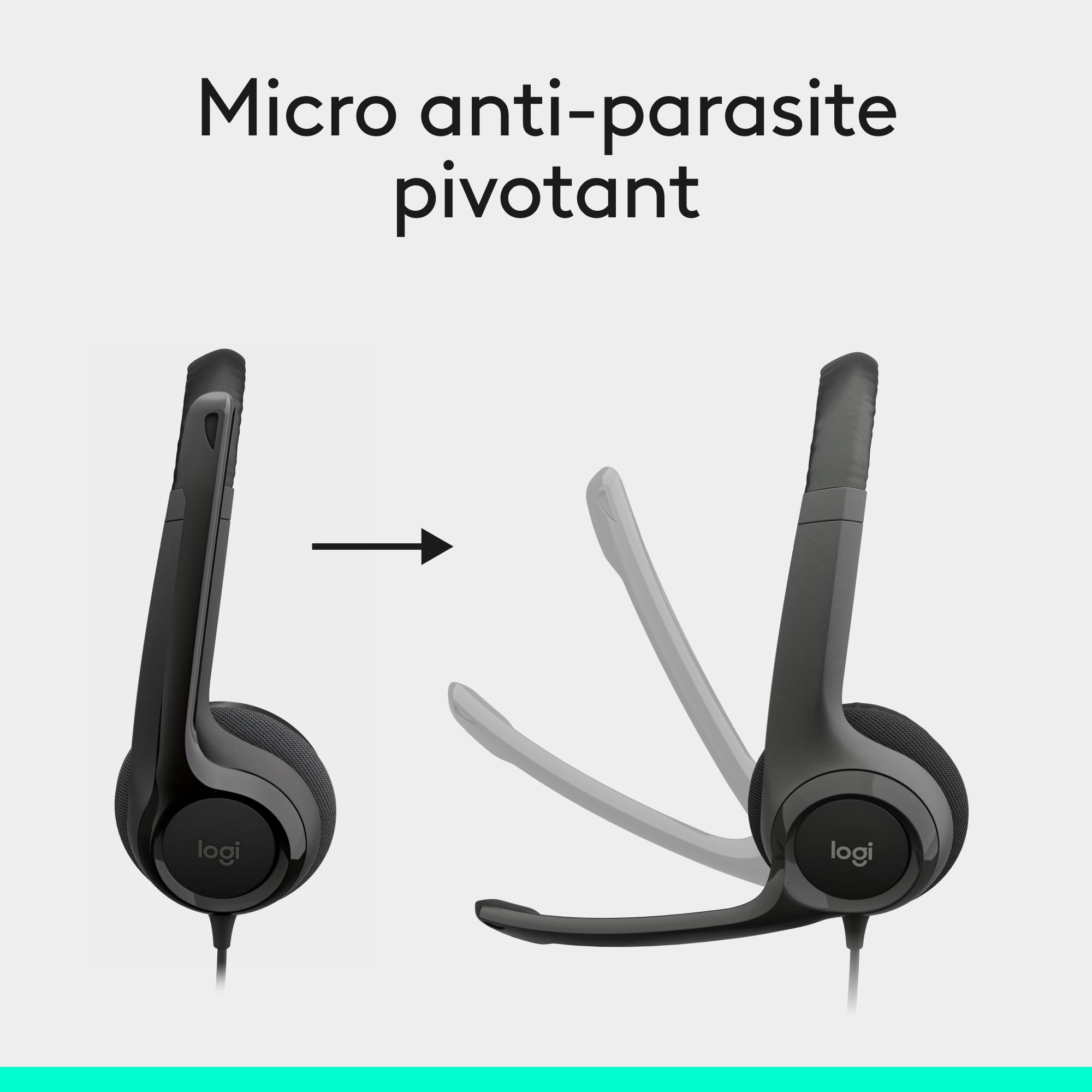 Logitech H390 Casque Filaire pour PC/Ordinateur Portable, Casque Stéréo avec Microphone Antibruit, USB-A, Commandes en Ligne, Compatible avec Chromebook - Noir