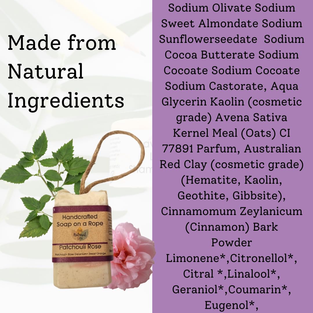 Soap on a Rope, Patchouli Rose, Plastic Free, Vegan, Palm Free Handmade in Devon uk - Image 3