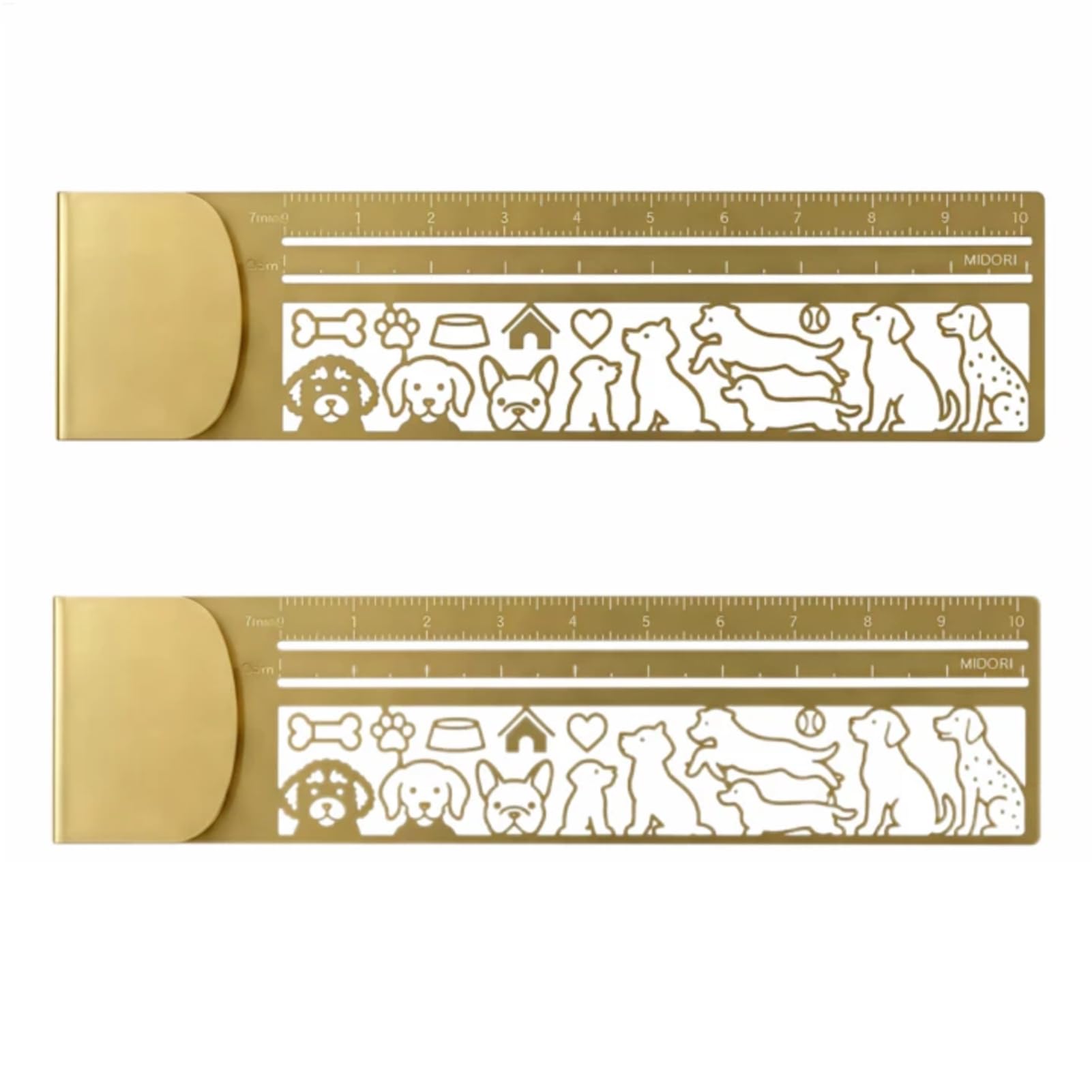 Brass Clip Ruler, 2PCS Cute Cat Ruler Stencils for Kids Adults (Dog)