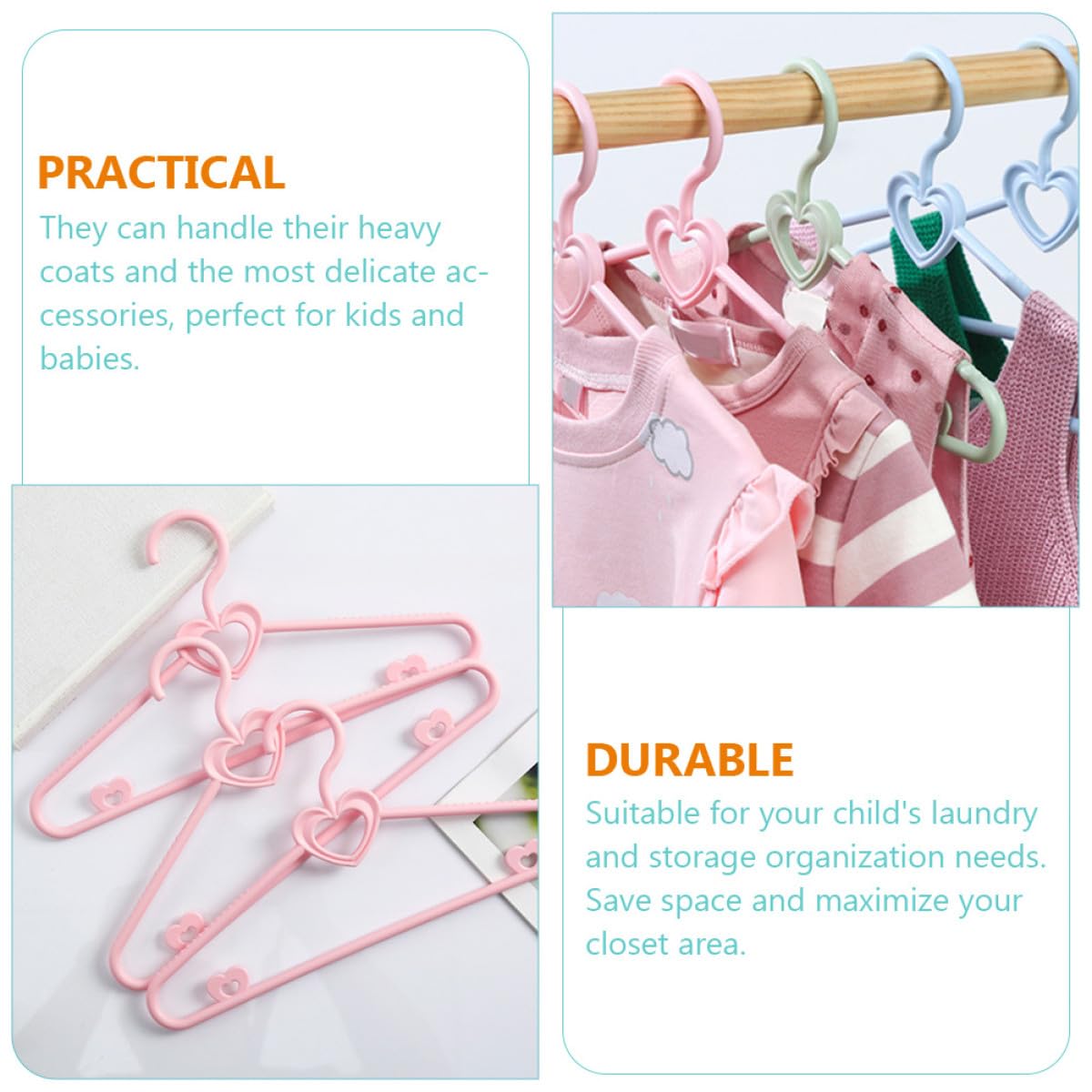 NUOBESTY Kinderkleiderbügel gegen Ausleiern für Babykleidung 20 Stück aus Kunststoff Formstabil für Nasse und Trockene Kleidung im Schrank