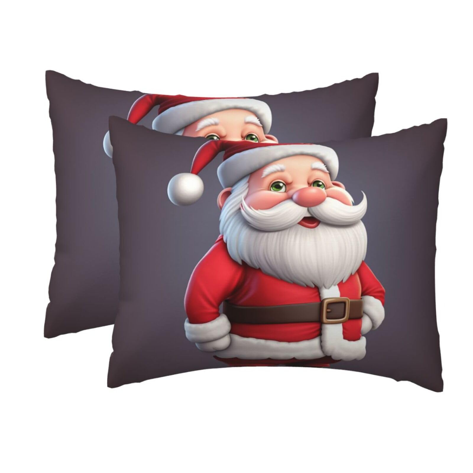 2 Pack Standard Size Pillow Cases for Hair and Skin Soft Breathable Pillow Case Covers with Hidden Zipper Christmas Santa Pillowcase 20x26 Inches Pillow Cover for Sleeping Gift