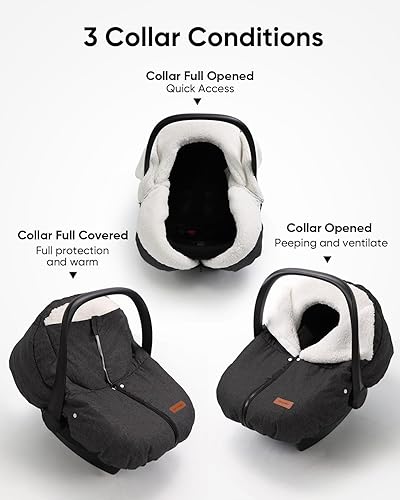 Miniatura 3 de Funda de asiento de automóvil de invierno para asiento de automóvil y cochecito de bebé, toldo para asiento de automóvil infantil para clima frío,